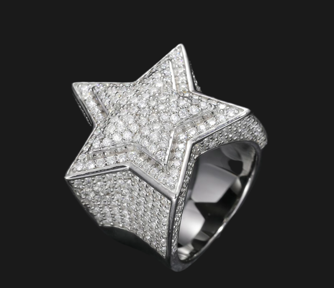 3CT VVS1 3D CUSTOM STAR RING