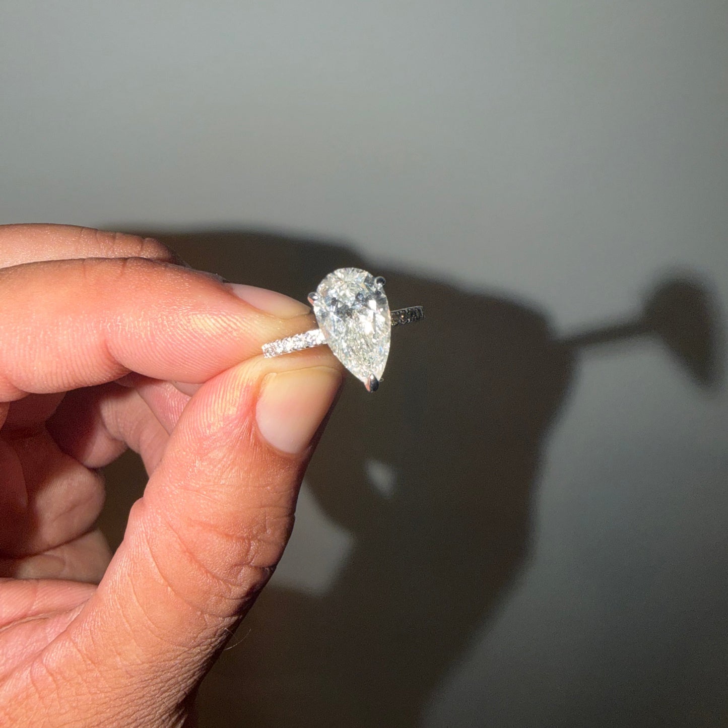 3CT VS1 PEAR CUT DIAMOND ENGAGEMENT RING 14K WHITE GOLD