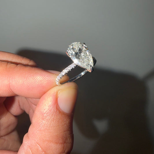3CT VS1 PEAR CUT DIAMOND ENGAGEMENT RING 14K WHITE GOLD
